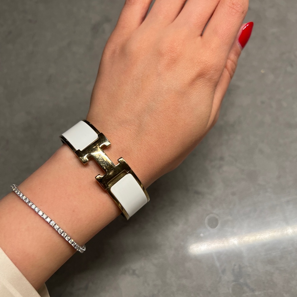 Gold and White Bracelet H thick chic iconic